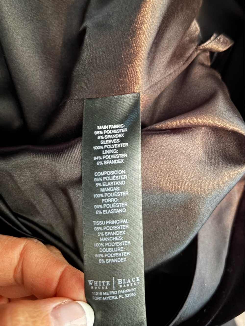 White House Black Market Black Long-Sleeve Sheer-Sleeve Shift Dress - Picture 7 of 8